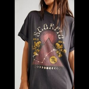 Free People X Girl Dangerous SCORPIO Horoscope Rolled Cuff Short Sleeve Band Tee
